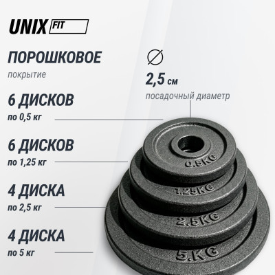 Набор гантелей и штанга UNIX Fit в кейсе 50 кг Набор гантелей и штанга UNIX Fit в кейсе 50 кг