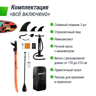 SUP-борд UNIX Line Городские граффити / City Graffiti (335 см)