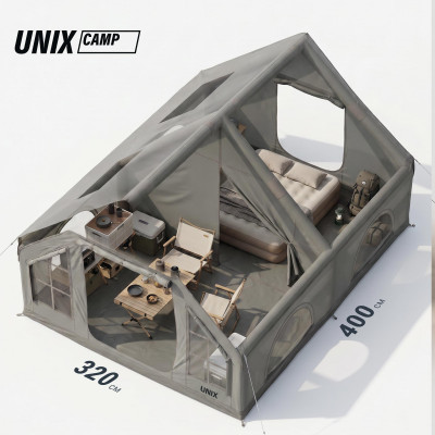 Надувная палатка UNIX Camp Sirius 4х3 серый (+ навес) Надувная палатка UNIX Camp Sirius 4х3 серый (+ навес)