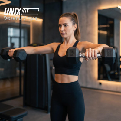 Гантель гексагональная UNIX Fit обрезиненная 10 кг, 2 шт. Гантель гексагональная UNIX Fit обрезиненная 10 кг, 2 шт.
