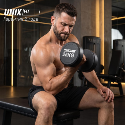 Гантель UNIX Fit PRO круглая обрезиненная 25 кг / шт. Гантель UNIX Fit PRO круглая обрезиненная 25 кг / шт.