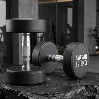 Гантель UNIX Fit PRO круглая обрезиненная 12,5 кг, 2 шт. Гантель UNIX Fit PRO круглая обрезиненная 12,5 кг, 2 шт.