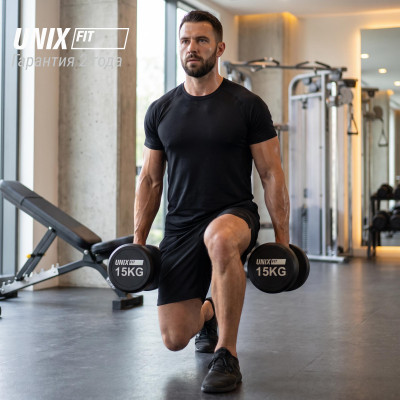 Гантель UNIX Fit PRO круглая обрезиненная 15 кг, 2 шт. Гантель UNIX Fit PRO круглая обрезиненная 15 кг, 2 шт.