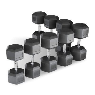 Ряд гантелей гексагональных UNIX Fit обрезиненных от 12,5 до 30 кг