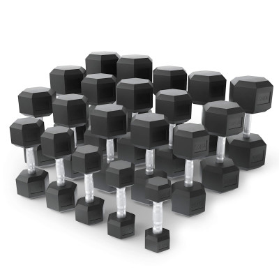 Ряд гантелей гексагональных UNIX Fit обрезиненные от 2,5 до 50 кг