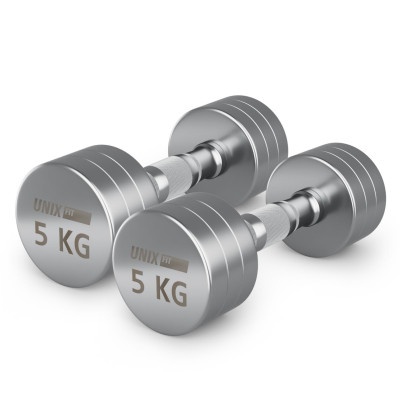 Гантель UNIX Fit PRO круглая хромированная 5 кг, 2 шт. Гантель UNIX Fit PRO круглая хромированная 5 кг, 2 шт.