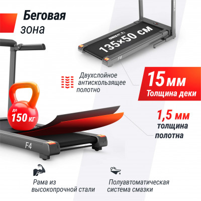 Беговая дорожка UNIX Fit Hi-tech F4 космический серый Беговая дорожка UNIX Fit Hi-tech F4 космический серый