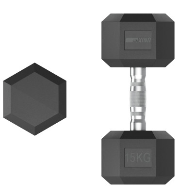 Гантель гексагональная UNIX Fit обрезиненная 15 кг, 2 шт.