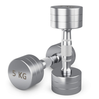 Гантель UNIX Fit PRO круглая хромированная 5 кг, 2 шт.