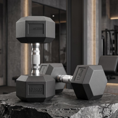 Гантель гексагональная UNIX Fit обрезиненная 17,5 кг, 2 шт.