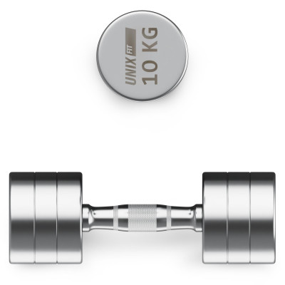 Гантель UNIX Fit PRO круглая хромированная 10 кг, 2 шт. Гантель UNIX Fit PRO круглая хромированная 10 кг, 2 шт.