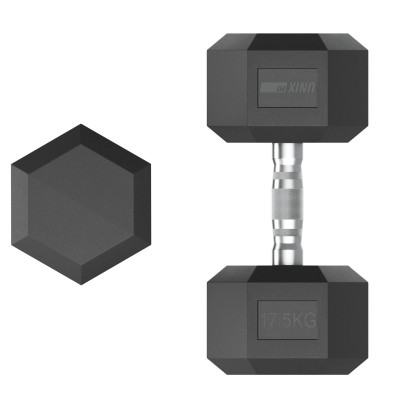 Гантель гексагональная UNIX Fit обрезиненная 17,5 кг, 2 шт.