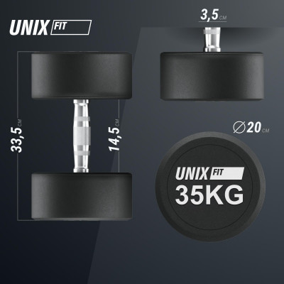 Гантель UNIX Fit PRO круглая обрезиненная 35 кг / шт. Гантель UNIX Fit PRO круглая обрезиненная 35 кг / шт.