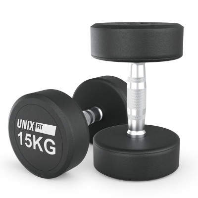Гантель UNIX Fit PRO круглая обрезиненная 15 кг, 2 шт. Гантель UNIX Fit PRO круглая обрезиненная 15 кг, 2 шт.
