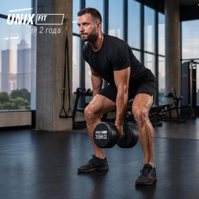 Гантель UNIX Fit PRO круглая обрезиненная 35 кг / шт. Гантель UNIX Fit PRO круглая обрезиненная 35 кг / шт.