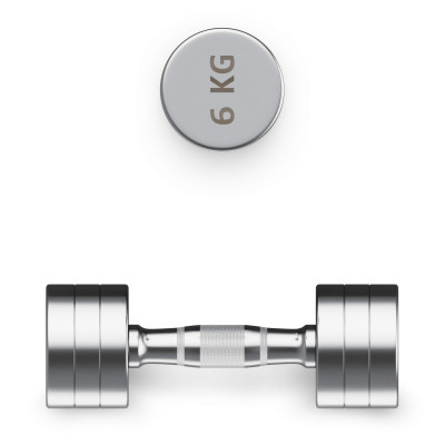 Гантель UNIX Fit PRO круглая хромированная 6 кг, 2 шт.