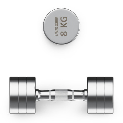 Гантель UNIX Fit PRO круглая хромированная 8 кг, 2 шт. Гантель UNIX Fit PRO круглая хромированная 8 кг, 2 шт.