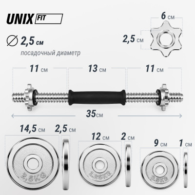 Набор гантелей UNIX Fit в кейсе 20 кг