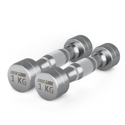Гантель UNIX Fit PRO круглая хромированная 1 кг, 2 шт. Гантель UNIX Fit PRO круглая хромированная 1 кг, 2 шт.