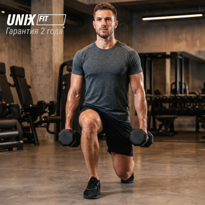 Гантель гексагональная UNIX Fit обрезиненная 15 кг, 2 шт.
