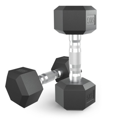 Гантель гексагональная UNIX Fit обрезиненная 5 кг, 2 шт.