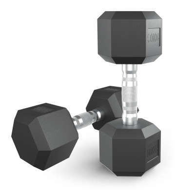 Гантель гексагональная UNIX Fit обрезиненная 10 кг, 2 шт.