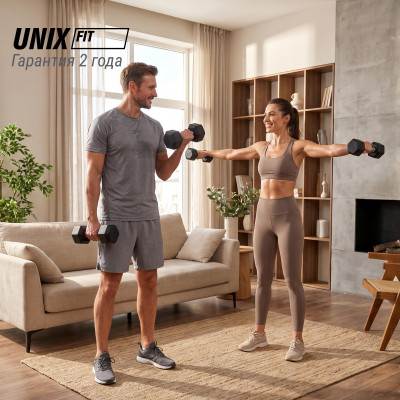Гантель гексагональная UNIX Fit обрезиненная 2,5 кг, 2 шт. Гантель гексагональная UNIX Fit обрезиненная 2,5 кг, 2 шт.