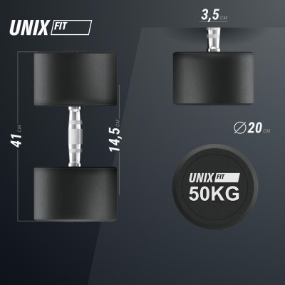 Гантель UNIX Fit PRO круглая обрезиненная 50 кг / шт.