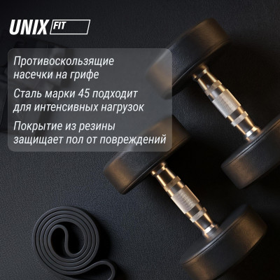Гантель UNIX Fit PRO круглая обрезиненная 5 кг, 2 шт.