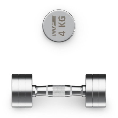 Гантель UNIX Fit PRO круглая хромированная 4 кг, 2 шт. Гантель UNIX Fit PRO круглая хромированная 4 кг, 2 шт.