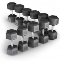 Ряд гантелей гексагональных UNIX Fit обрезиненные от 27,5 до 50 кг Ряд гантелей гексагональных UNIX Fit обрезиненные от 27,5 до 50 кг