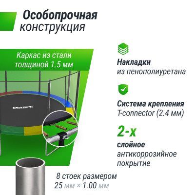 Батут UNIX Line Simple 12 ft (366 см) с внешней защитной сеткой, цветной Батут UNIX Line Simple 12 ft (366 см) с внешней защитной сеткой, цветной