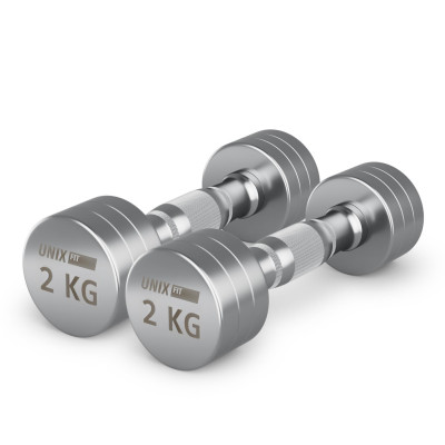 Гантель UNIX Fit PRO круглая хромированная 2 кг, 2 шт. Гантель UNIX Fit PRO круглая хромированная 2 кг, 2 шт.