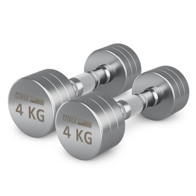 Гантель UNIX Fit PRO круглая хромированная 4 кг, 2 шт. Гантель UNIX Fit PRO круглая хромированная 4 кг, 2 шт.