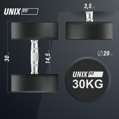 Гантель UNIX Fit PRO круглая обрезиненная 30 кг / шт. Гантель UNIX Fit PRO круглая обрезиненная 30 кг / шт.