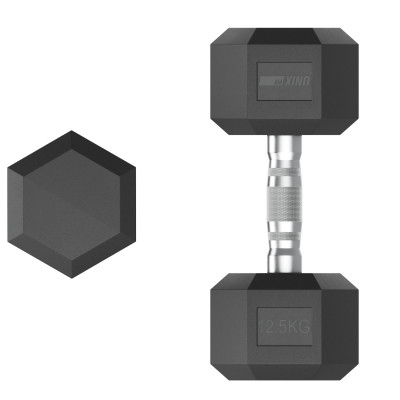 Гантель гексагональная UNIX Fit обрезиненная 12,5 кг, 2 шт. Гантель гексагональная UNIX Fit обрезиненная 12,5 кг, 2 шт.