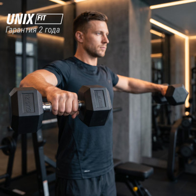 Гантель гексагональная UNIX Fit обрезиненная 12,5 кг, 2 шт. Гантель гексагональная UNIX Fit обрезиненная 12,5 кг, 2 шт.