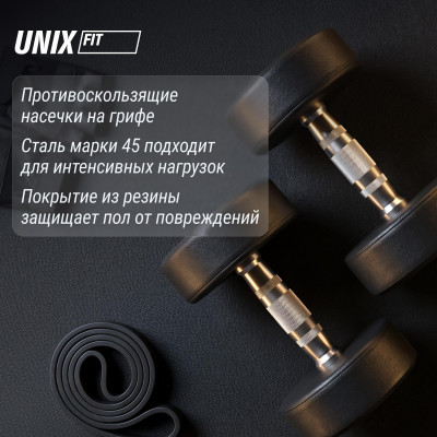 Гантель UNIX Fit PRO круглая обрезиненная 37,5 кг / шт. Гантель UNIX Fit PRO круглая обрезиненная 37,5 кг / шт.