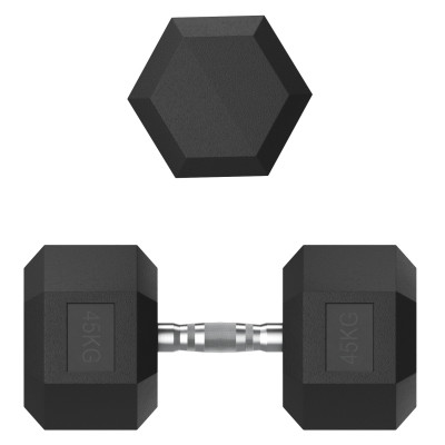 Гантель гексагональная UNIX Fit обрезиненная 45 кг, 2 шт.