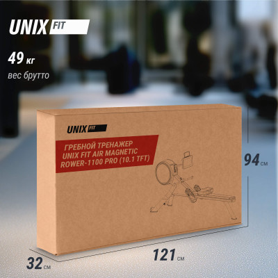 Гребной тренажер UNIX Fit Air (10.1 TFT) магнитный / Magnetic Rower-1100 PRO