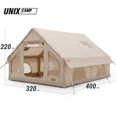 Надувная палатка UNIX Camp Sirius 4х3 бежевый (+ навес) Надувная палатка UNIX Camp Sirius 4х3 бежевый (+ навес)