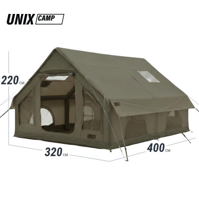Надувная палатка UNIX Camp Sirius 4х3 зеленый (+ навес) Надувная палатка UNIX Camp Sirius 4х3 зеленый (+ навес)