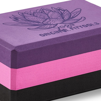 Блок для йоги трехцветный премиум в коробке